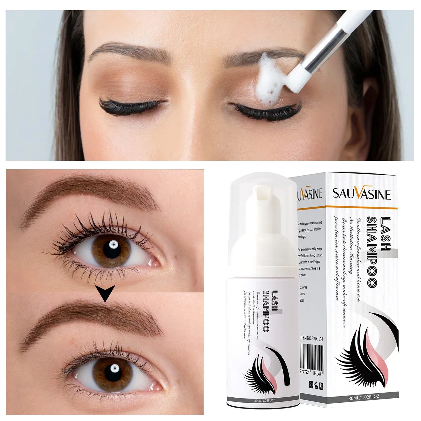 1/5PCS 30ml Eyelash Extension Shampoo Eyelid Foaming Cleanser Makeup Remover Glue Supplies for Professional & Home Use for Women Peaceful Pleasures Health and Wellness