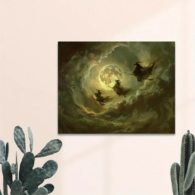 Witchy Canvas Art Print Frameless Wall Decor Canvas Poster for Living Room, Kitchen, Classroom, Party, Hallowee Home Decor Peaceful Pleasures Health and Wellness