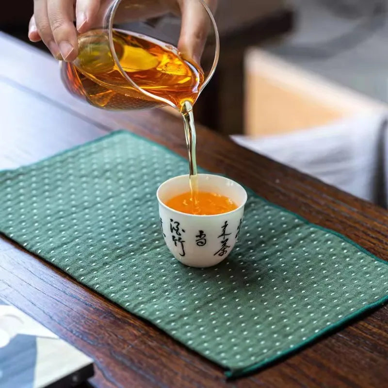 Japanese style cotton linen tea towel - starry sky design super absorbent thickened creative tea table cloth tea set accessories Peaceful Pleasures Health and Wellness