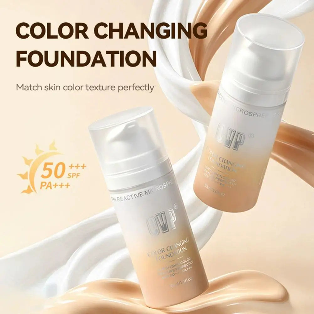 Color-Changing Sunscreen Foundation, Skin Tone Matching, All-Day Long-Lasting Wear, Perfect Base Foundation Makeup Peaceful Pleasures Health and Wellness
