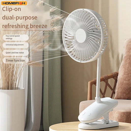 HOMEFISH Stroller Fans 3600Mah Fan Clip Fan Portable With 4 Gears Quiet Clip On Mini Table Fan 720° Rotatable Battery Fan Durabl Peaceful Pleasures Health and Wellness