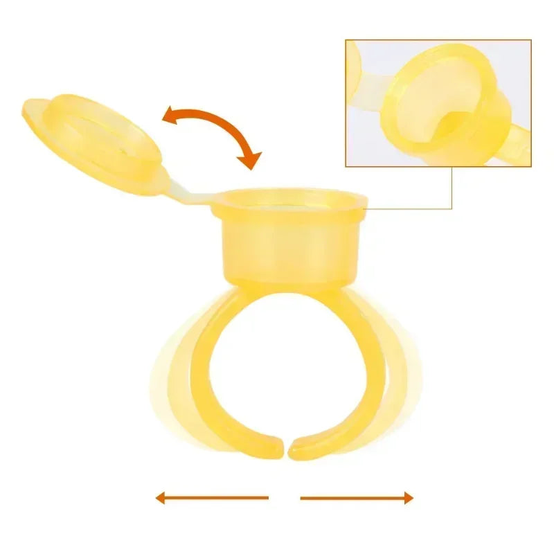 Disposable Permanent Makeup Tattoo Ink, Eyelash Extension Glue Cups with Lids, 50pcs Tattoo Pigment Holder Rings Peaceful Pleasures Health and Wellness