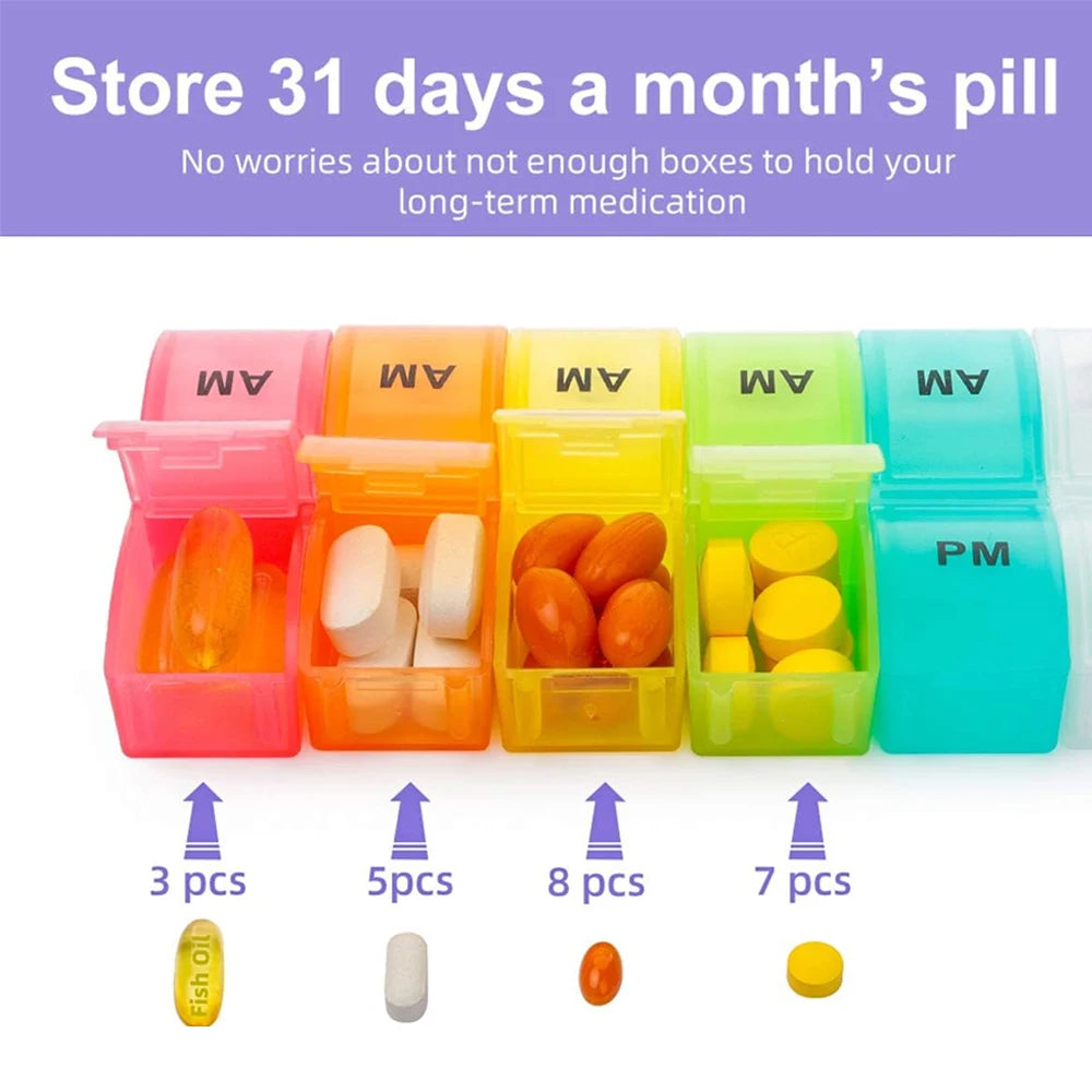 One Month Pill Organizer 2 Times A Day AM/PM for Vitamins, Fish Oil, Supplement, 31 Day Pill Box Organizer, 31 Days Pill Cases Peaceful Pleasures Health and Wellness