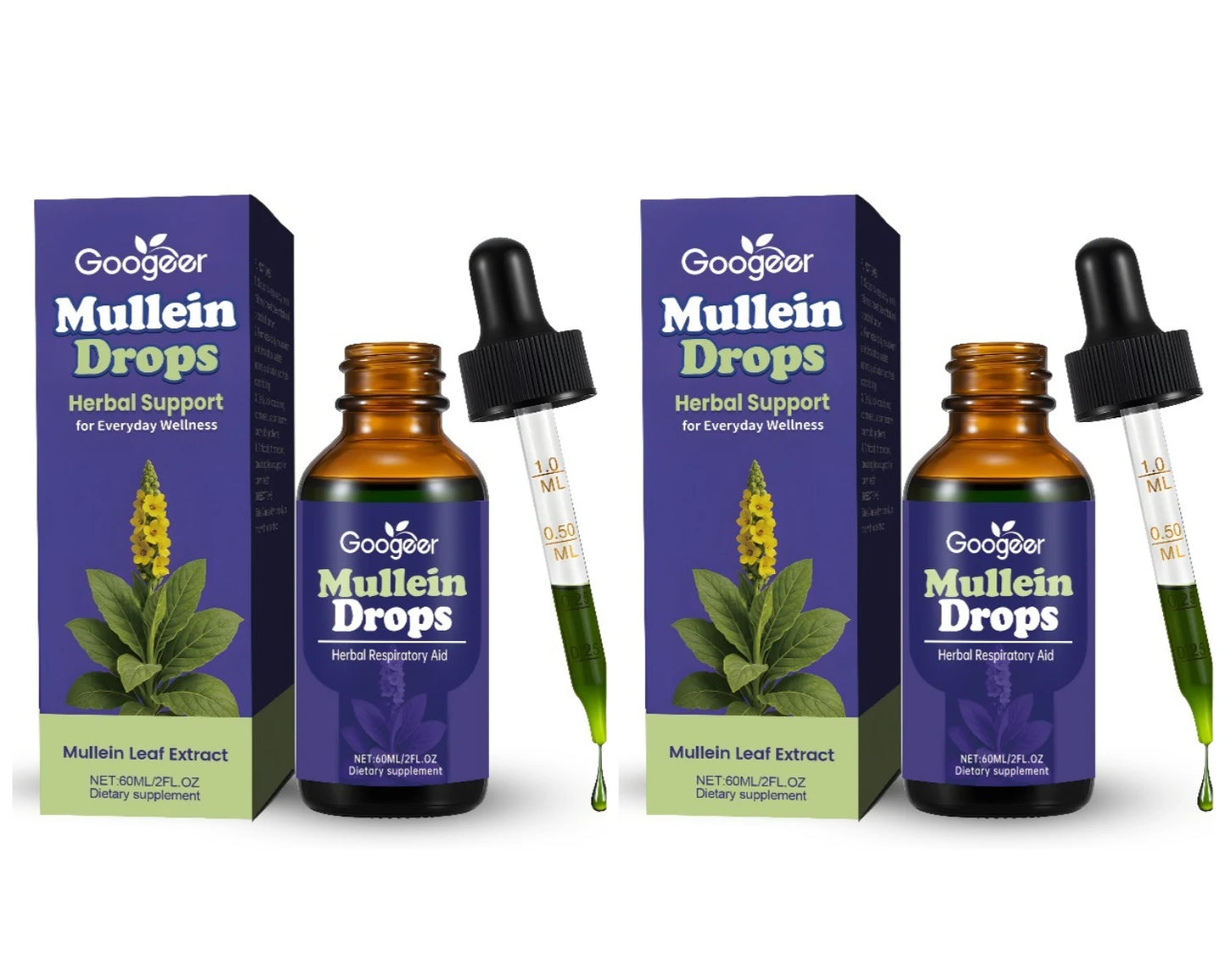 Googeer Mullein Leaf Extract Drops with Chlorophyll – 60ml