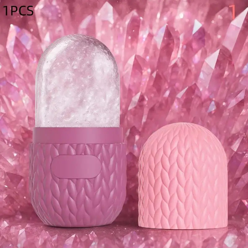 Silicone Cube Tray Shape Face Facial Ice Roller Massage Face Massage Roller Facial Reusable Ice Face Roller Skincare Tool Peaceful Pleasures Health and Wellness Rose red 1