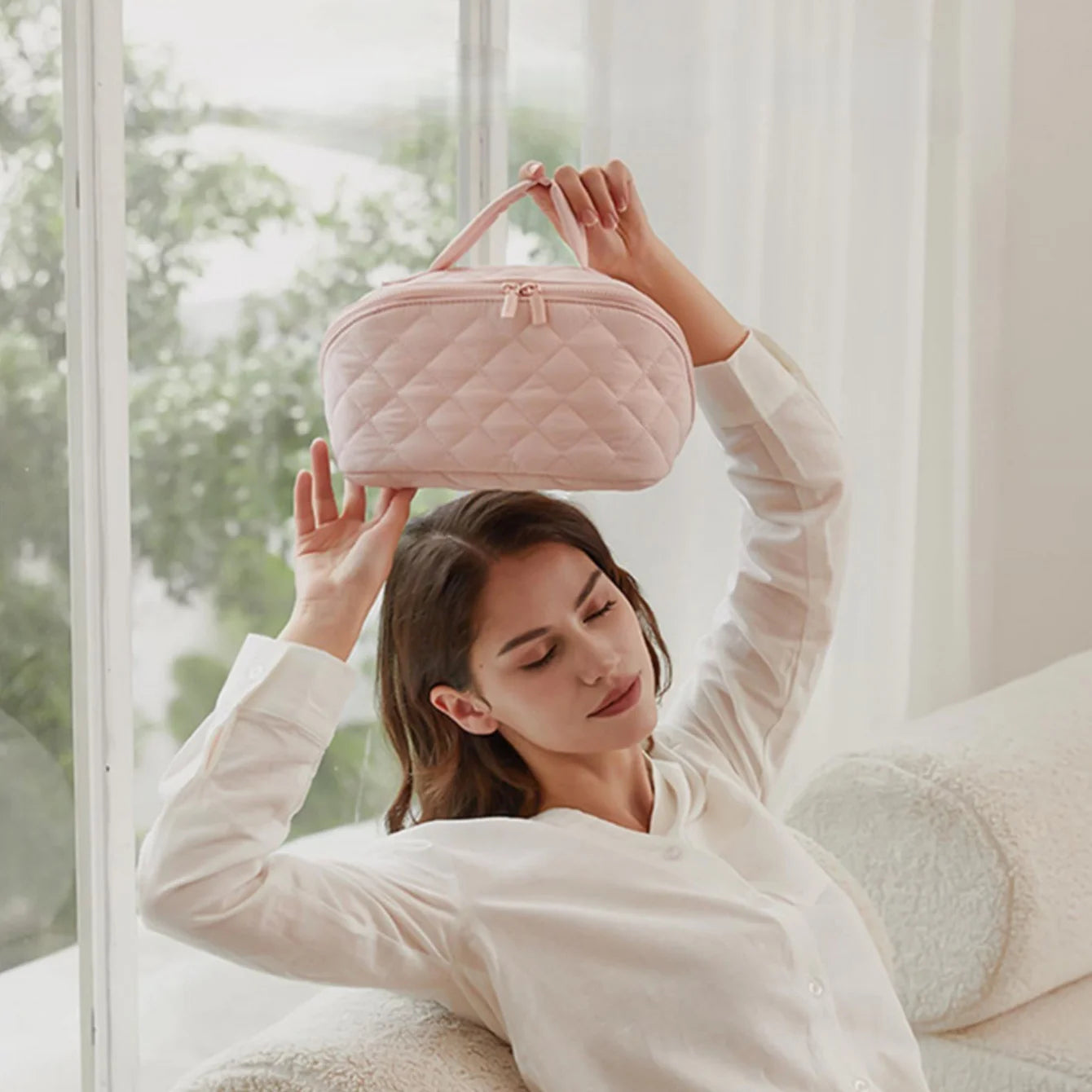 Lay-Flat Makeup Bag | Water-Resistant Travel Cosmetic Case