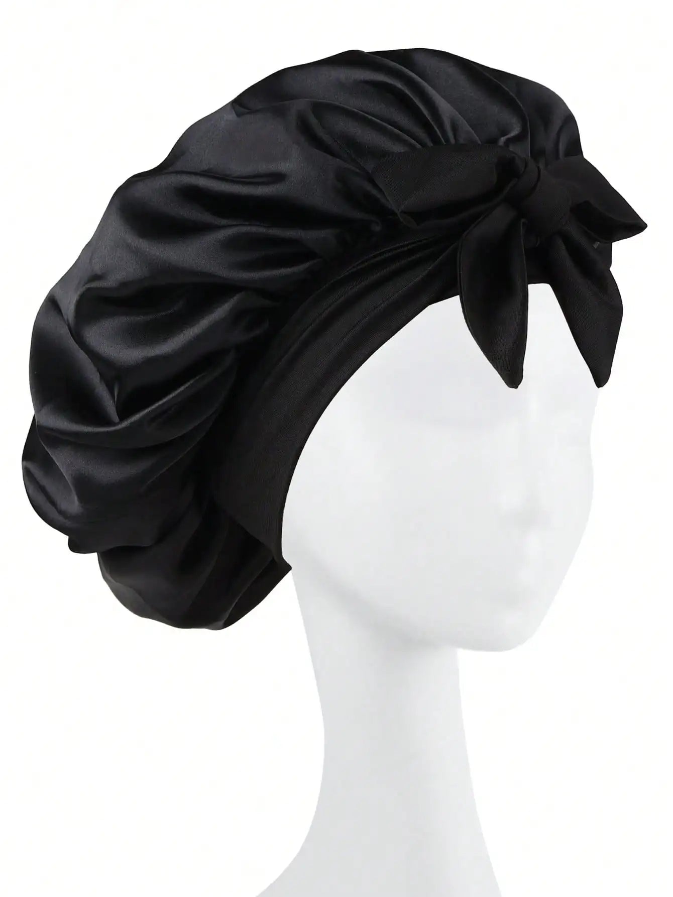 Adjustable Satin Sleep Bonnet with Tie Band – Women & Men