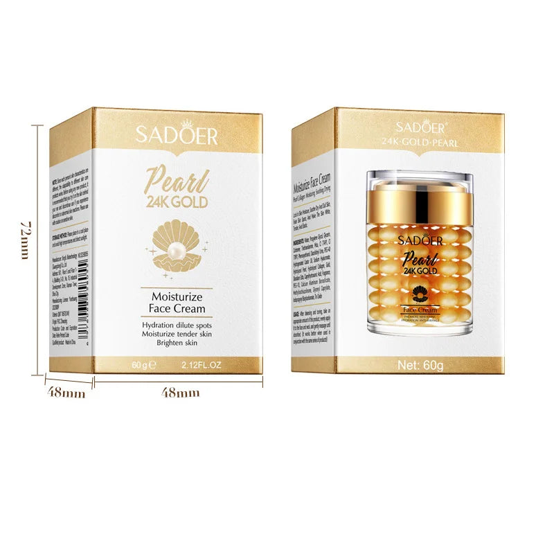 SADOER 24K Gold Pearl Collagen Face Cream – Firm & Brighten