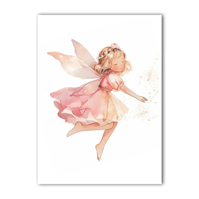 Nursery Wall Art, Nordic Cute Fantasy Fairy Canvas Painting, Baby Poster Print for Toddler Kids Princess Room Wall Decor Peaceful Pleasures Health and Wellness 02 40x60cm No Frame China Mainland