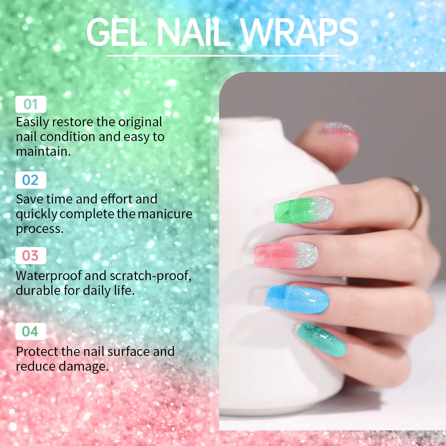 EELHOE Semi-Cured Gel Nail Stickers for Beauty Care Peaceful Pleasures Health and Wellness