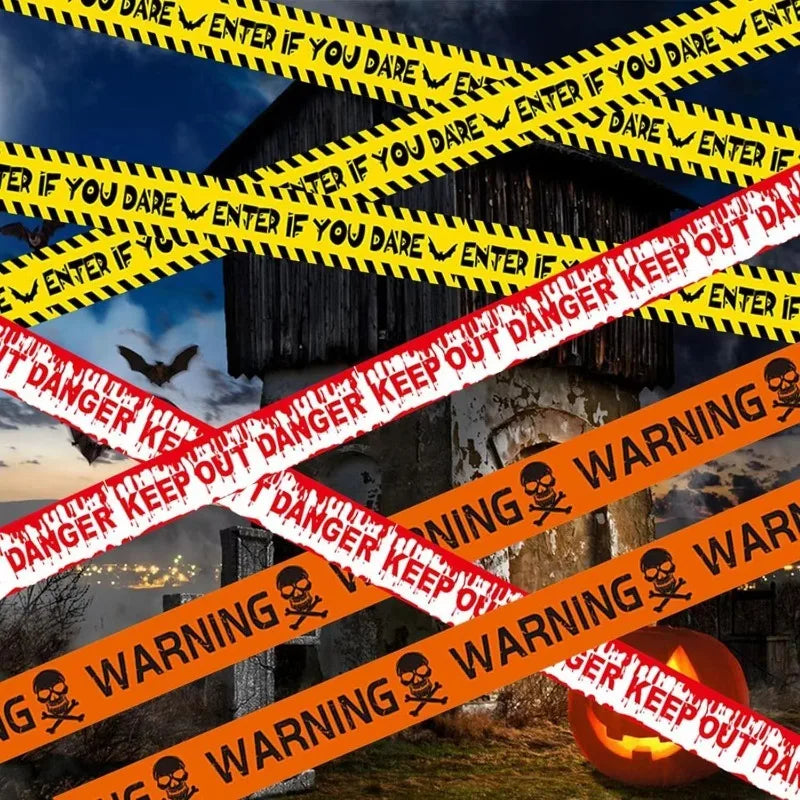 Halloween Caution Tape – Spooky Warning Barricade Yard Decor