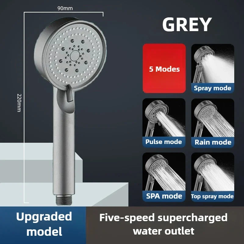 High Pressure Handheld Shower Head – 3 Modes, Water Saving