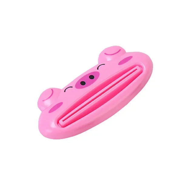 Cartoon Frog Toothpaste Squeezer Device Dispenser Holder Bathroom Toothbrush Holder Organizer Facial Cleanser Squeezer Press Peaceful Pleasures Health and Wellness Pink pig