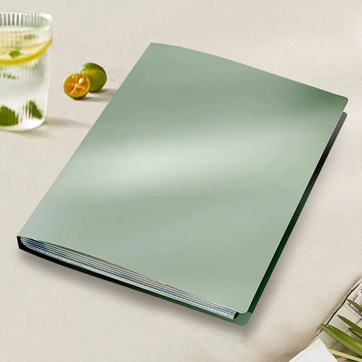 A4 Data Book Green Gradient Color Folder Student Exam Paper Storage Book Large Capacity 30 Pages Practical Office Supplies New Peaceful Pleasures Health and Wellness Matcha Green