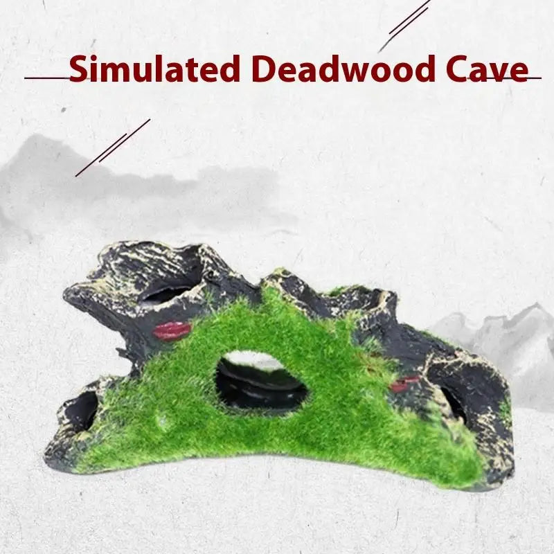 Resin Aquarium Hiding Cave | Moss Tree Root Fish Tank Decor Aquarium Decoration Peaceful Pleasures Health and Wellness