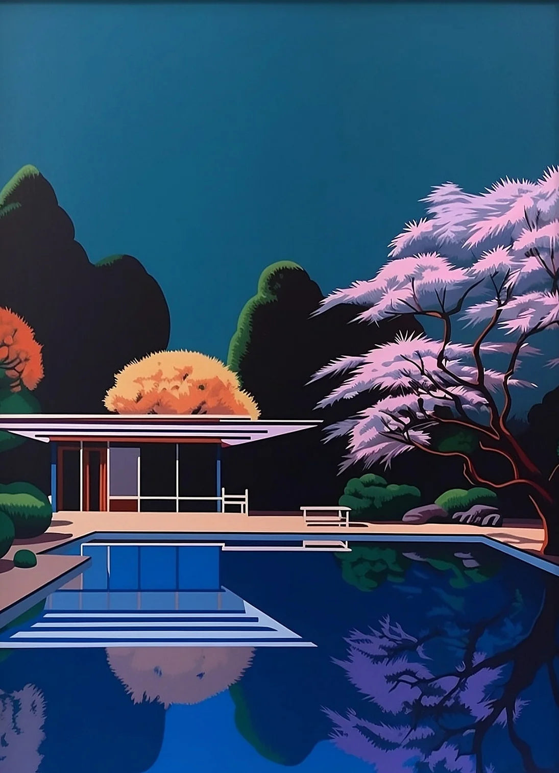 Vintage Hiroshi Nagai Pop Poster Retro 80's Beach Summer Pool Surrealism Canvas Painting Wall Art for Living Room Home Deco Peaceful Pleasures Health and Wellness 2 30x40cm Unframed
