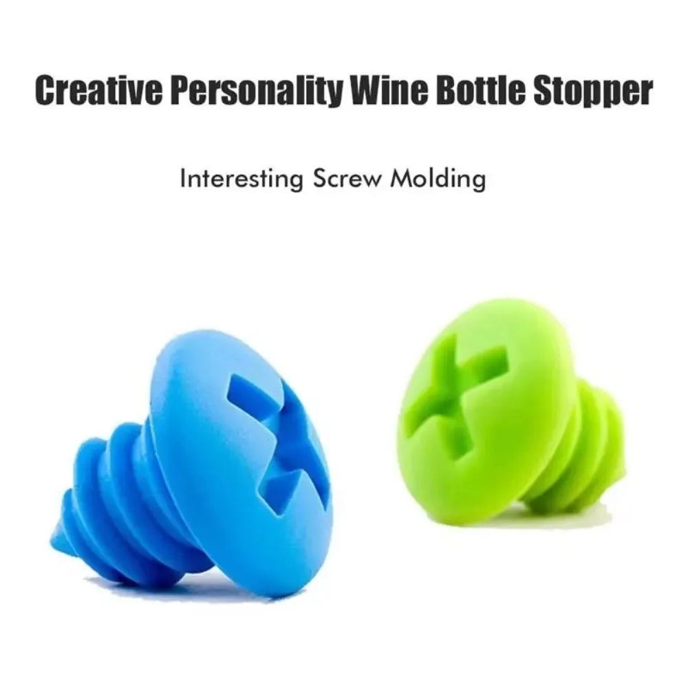 Rubber Wine Bottle Seal Stopper Oil Bottle Stopper New Threaded Shape Silicone Wine Bottle Stopper Multiple Colors Bar Tools Peaceful Pleasures Health and Wellness