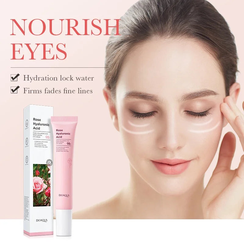 BIOAOUA Rose Hyaluronic Acid Eye Cream for Moisturizes Repairs Lightens Fine Lines Black Circles 20g Peaceful Pleasures Health and Wellness