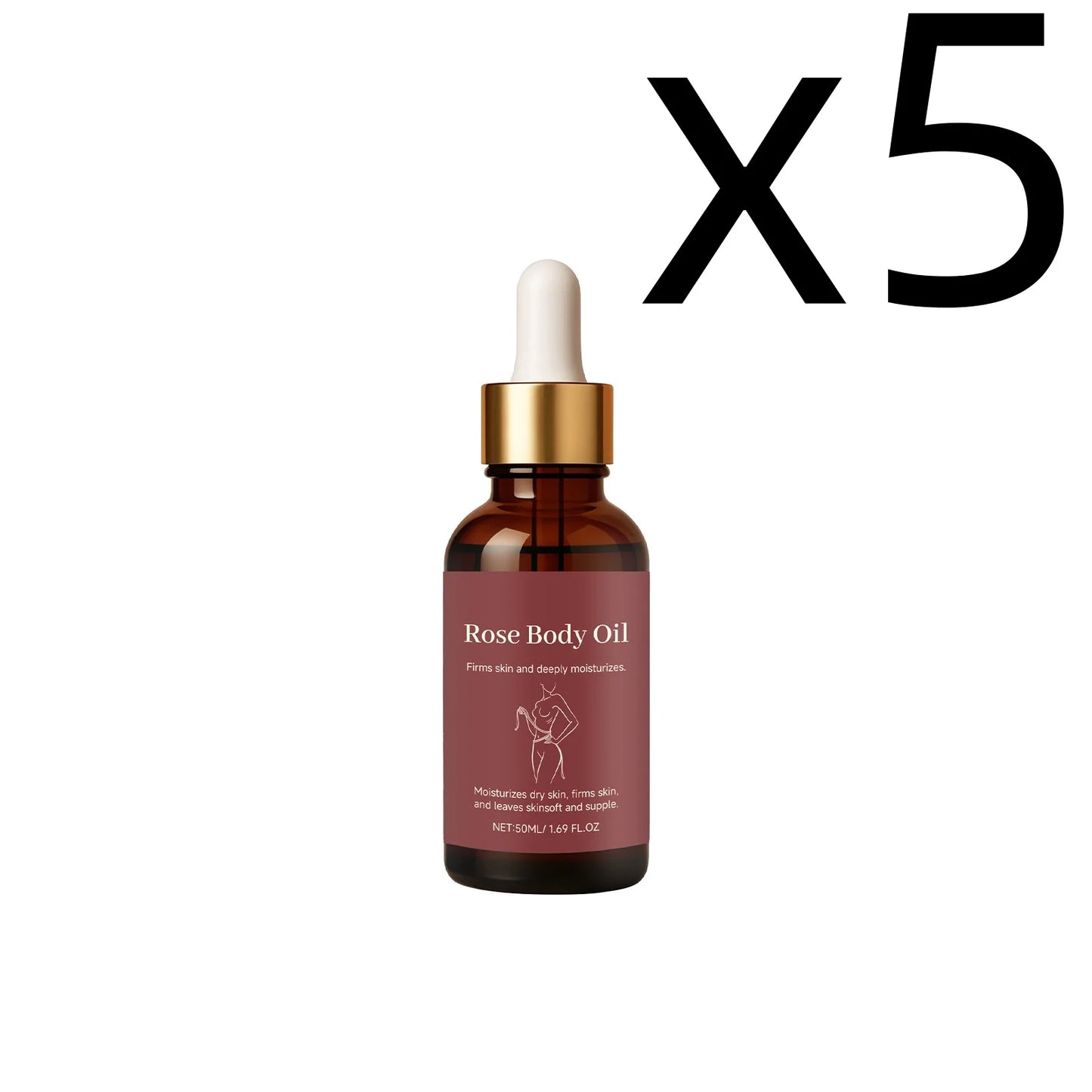 Rose Body Essential Oil Smoothing Skins Improving Skin State Deeply Nourishing Lasting Moisturizing Flower Fragrance Body Serum Peaceful Pleasures Health and Wellness 50ml X 5PCS