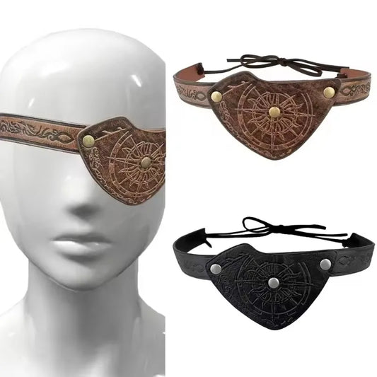 Medieval Leather Eye Patches Vintage Embossed Covers Halloween Peaceful Pleasures Health and Wellness
