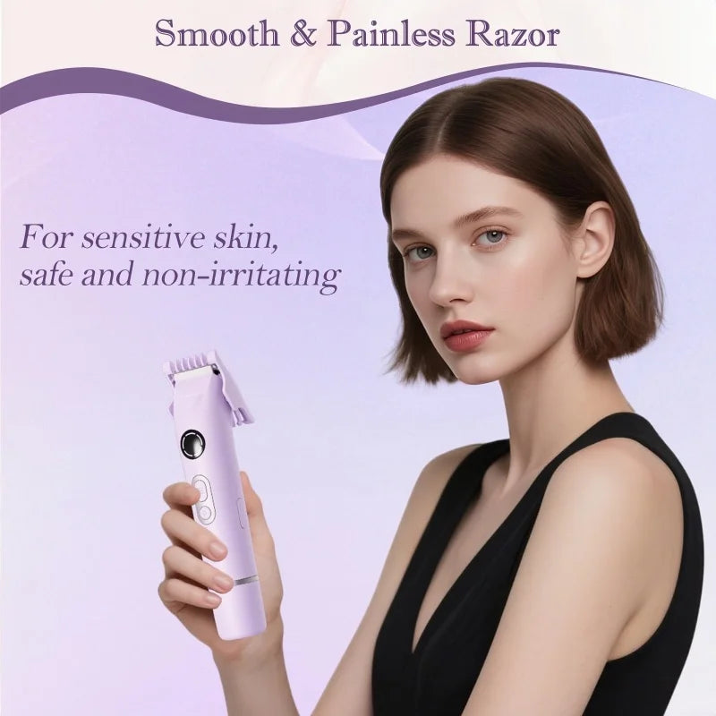 Newest 4-in-1 Electric Painless Hair Shaver IPX7 Waterproof Battery-Powered Dual Head Hair Removal for Women Men All Areas Peaceful Pleasures Health and Wellness
