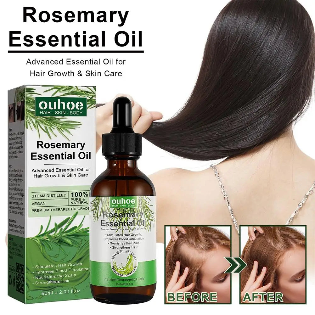 Rosemary Essential Oil for Hair Growth 60ml – Nourishing & Strengthening Hair Care Oil with Dropper Peaceful Pleasures Health and Wellness