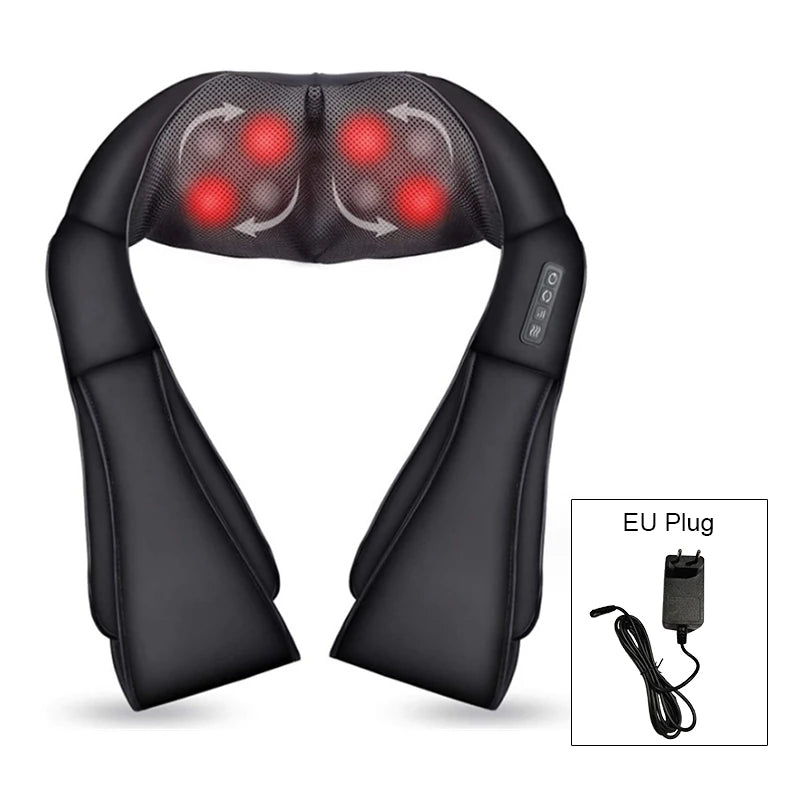 Shiatsu Neck and Shoulder Massager Heated Back Massager U Shape Deep Kneading Electric Massage Pillow For Neck Waist Leg Body Peaceful Pleasures Health and Wellness