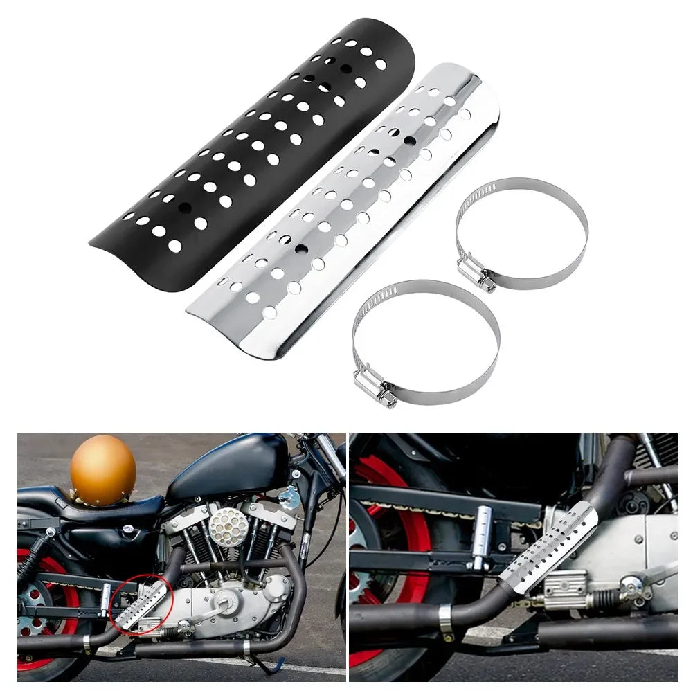 Universal Motorcycle Hole Heat Shield Straight Exhaust Pipe Cover