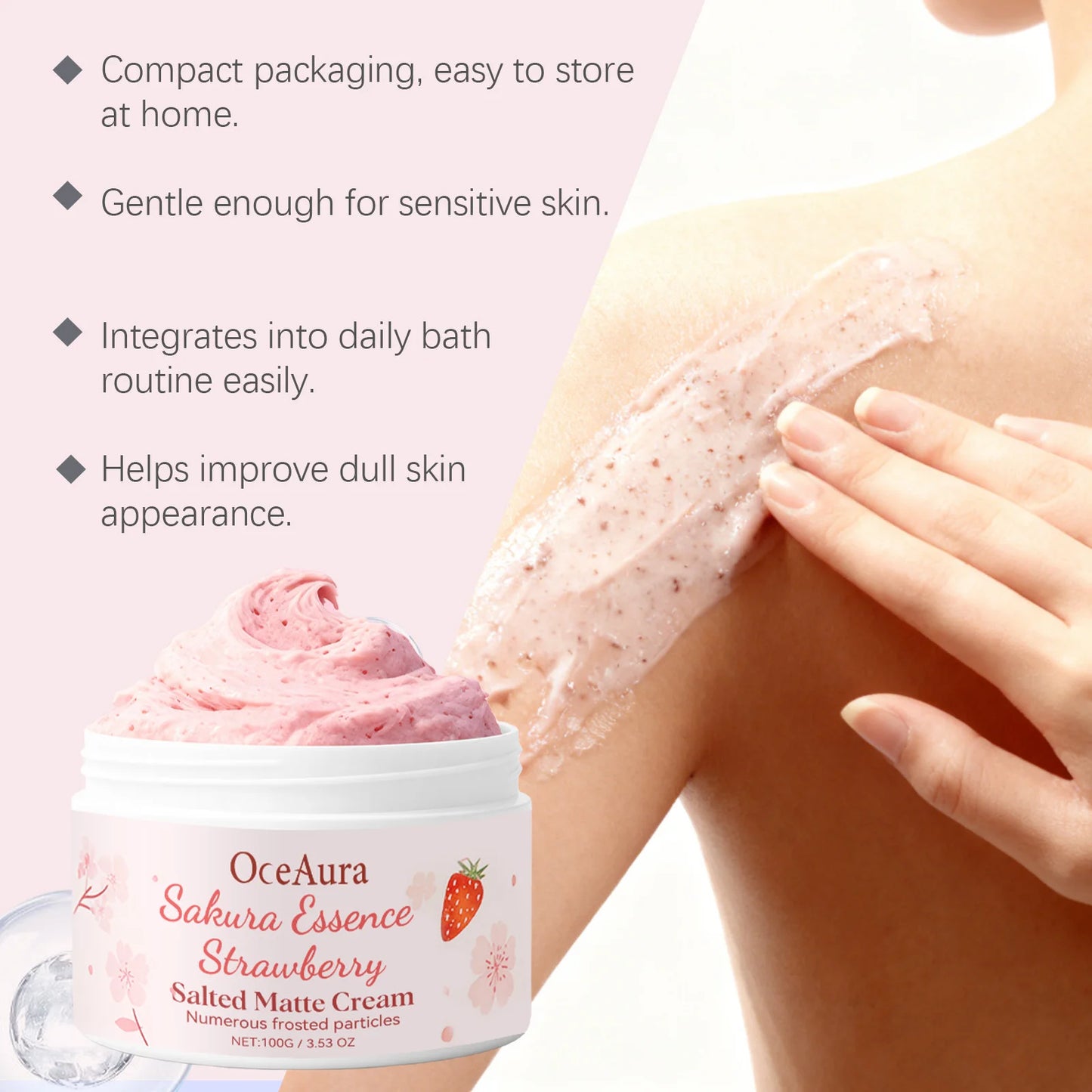 OceAura Sakura Strawberry Body Scrub – Exfoliate & Moisturize