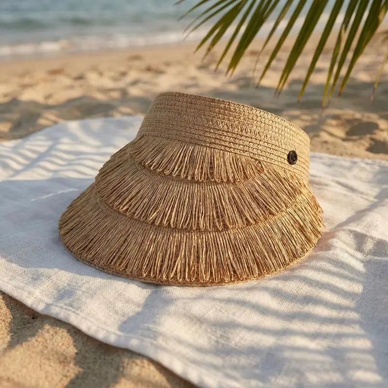 Women's Wide Brim Straw Sun Hat – Fringe Beach Visor
