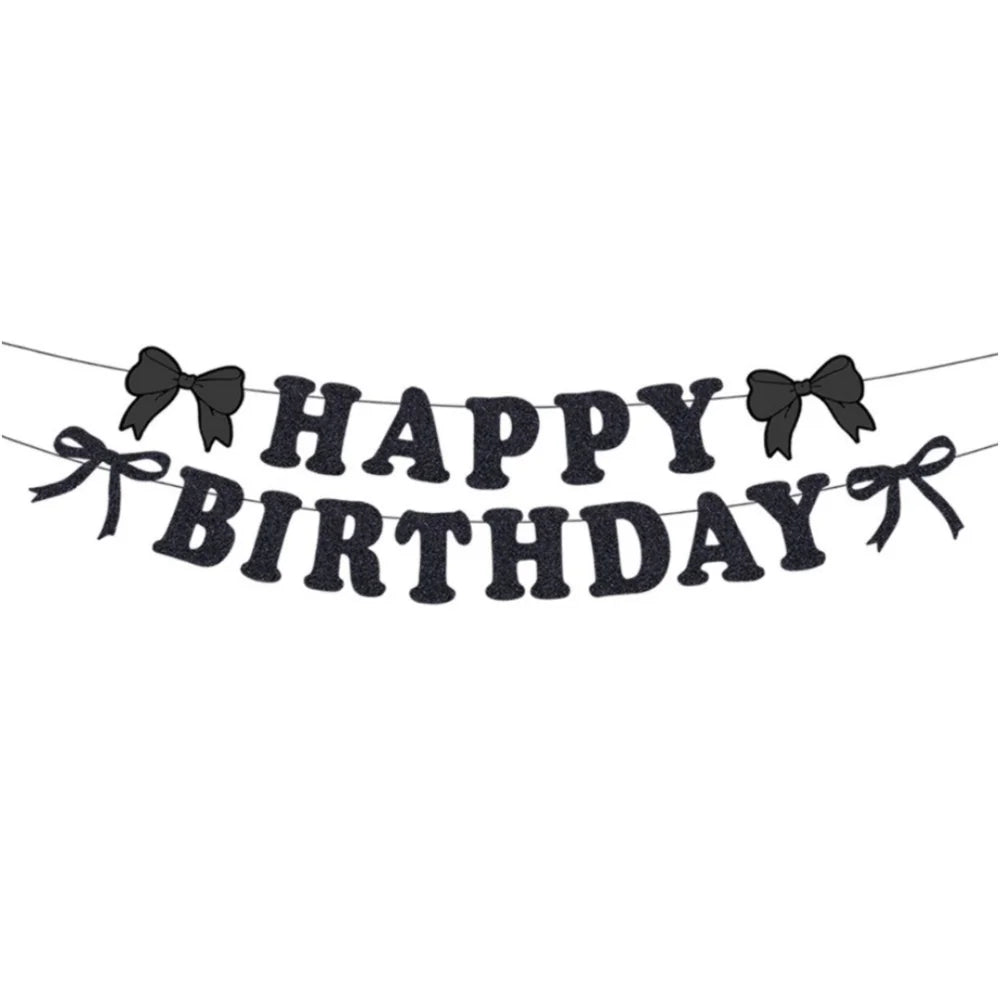 Bow Theme Happy Birthday Banner & Balloon Decoration Set