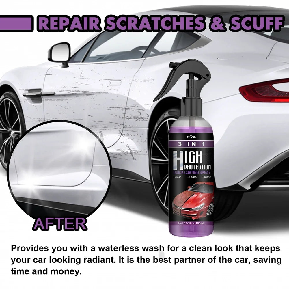 3In1 Quick Coating Spray 100ML High Protection Shine Armor Ceramic Car Wash Car Shield Coating Cleaning Nano Polishing Paint Wax Peaceful Pleasures Health and Wellness