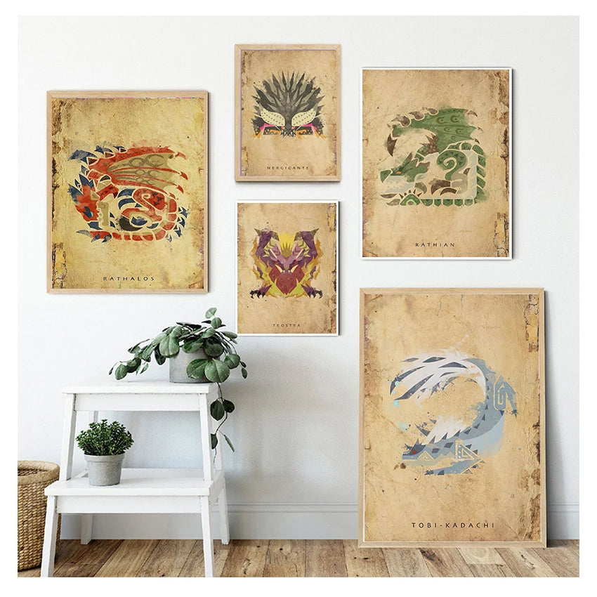 Monster Hunter Japanese Anime Canvas Wall Art Poster | Unframed