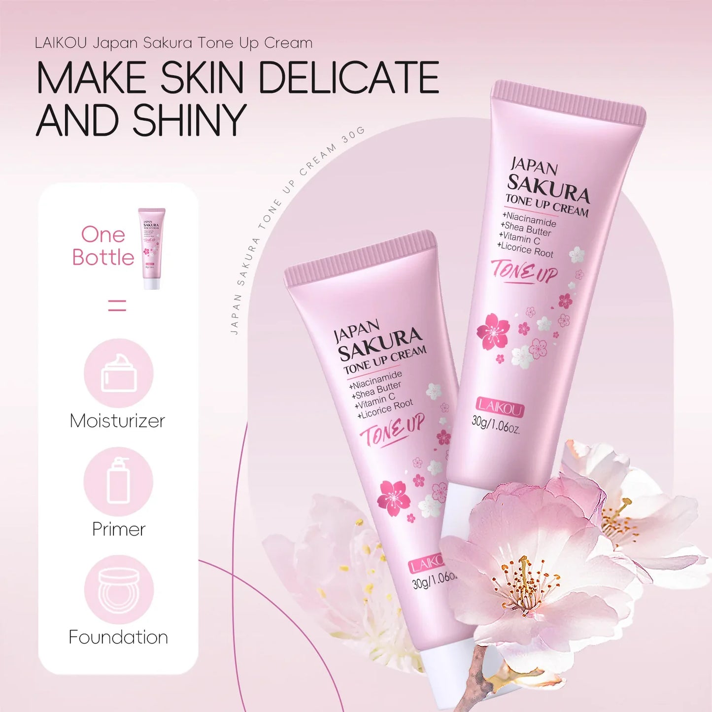 LAIKOU Sakura Tone Up Cream – Brightening Moisturizer 30g
