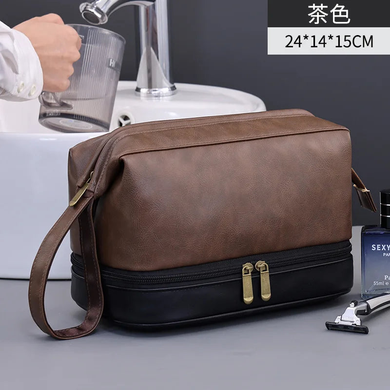 New High-end Men's Toiletry Bag, Business Makeup Bag, Travel Portable Large-capacity Skin Care Product Storage Bag Peaceful Pleasures Health and Wellness tea color