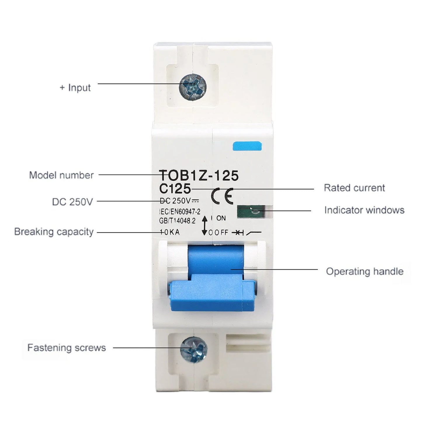 Circuit Breaker Disconnect Miniature Circuit Breaker 1P 125A 250V DIN Rail Mount for Solar PV System TOB1Z 125 C125 Peaceful Pleasures Health and Wellness