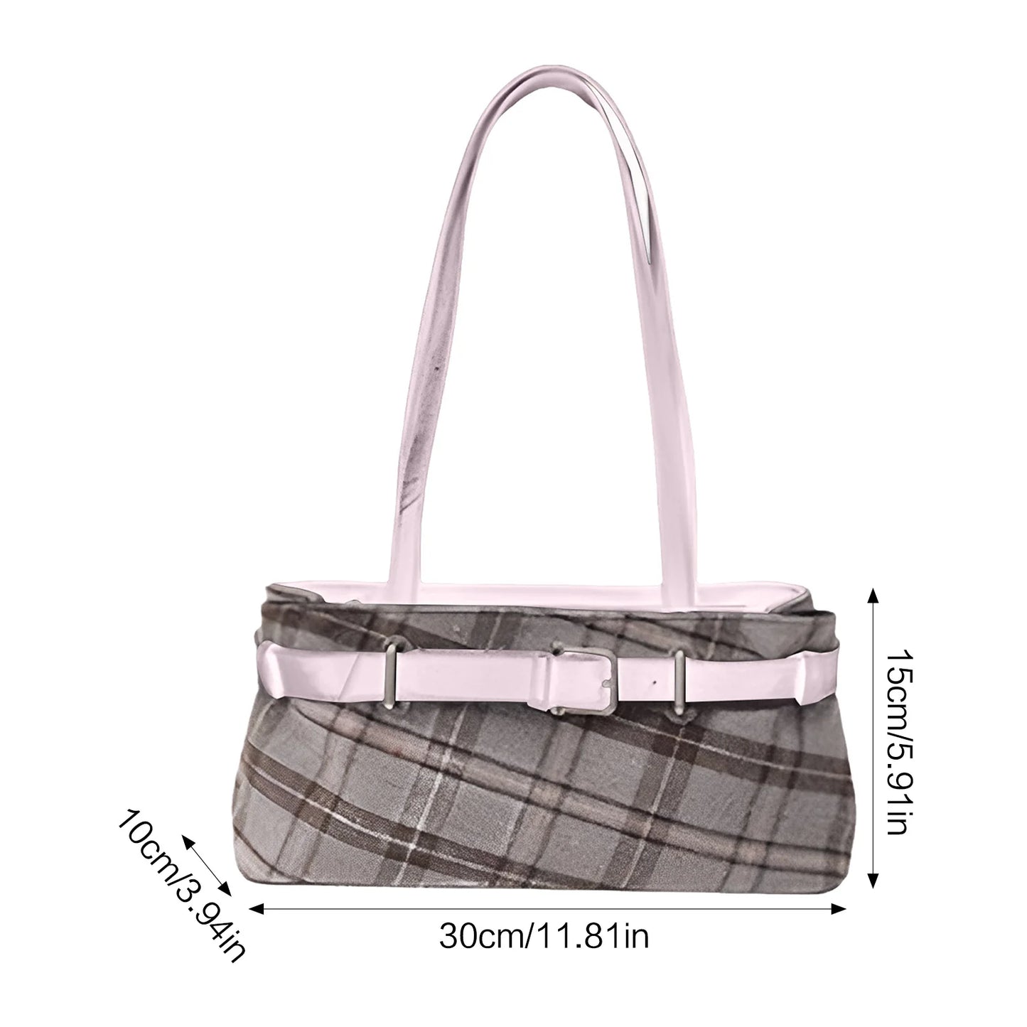 Women's Plaid Shoulder Bag with Vintage Chain Strap Adjustable Tote Crossbody Bag for Commuting Office Work Peaceful Pleasures Health and Wellness