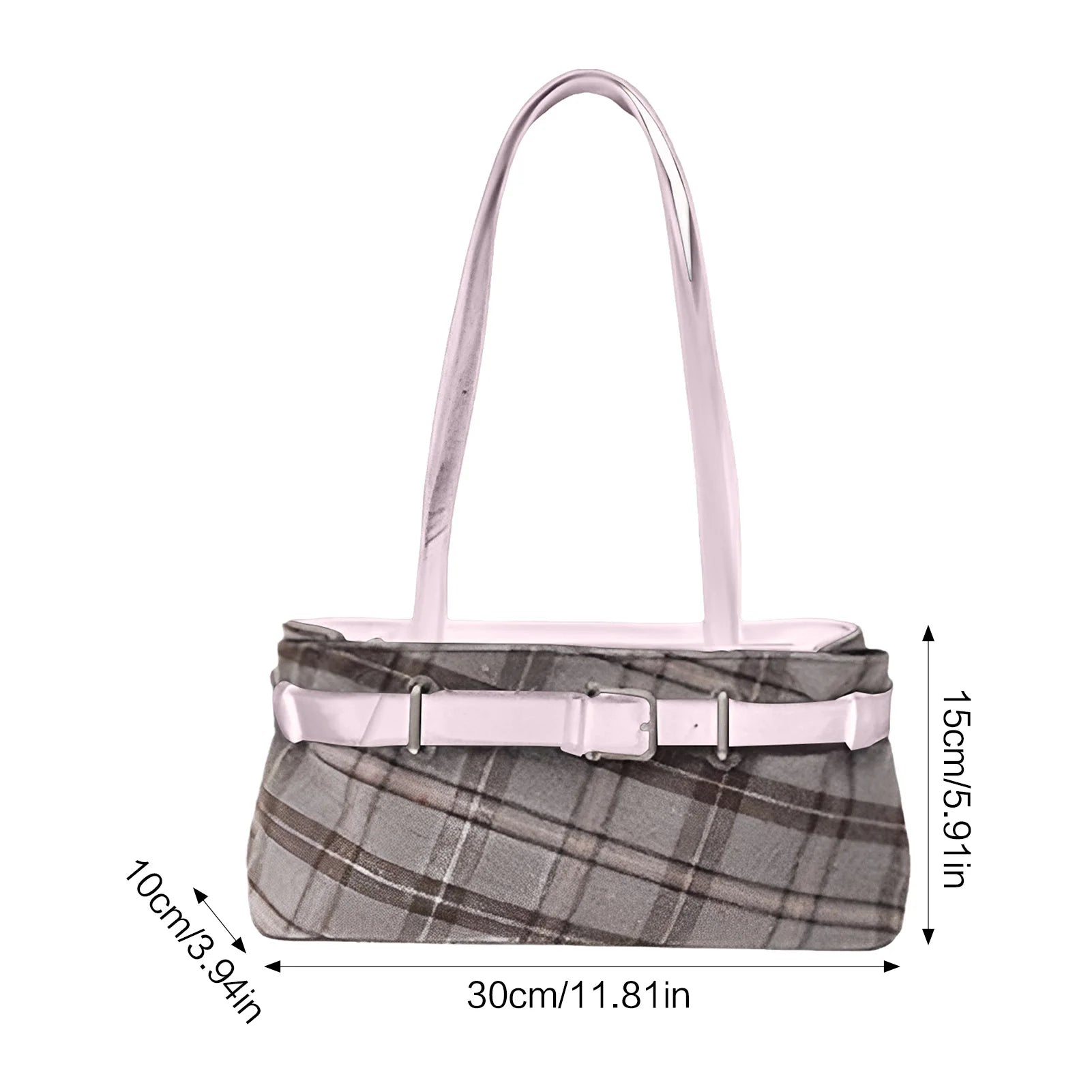 Women's Plaid Shoulder Bag with Vintage Chain Strap Adjustable Tote Crossbody Bag for Commuting Office Work Peaceful Pleasures Health and Wellness