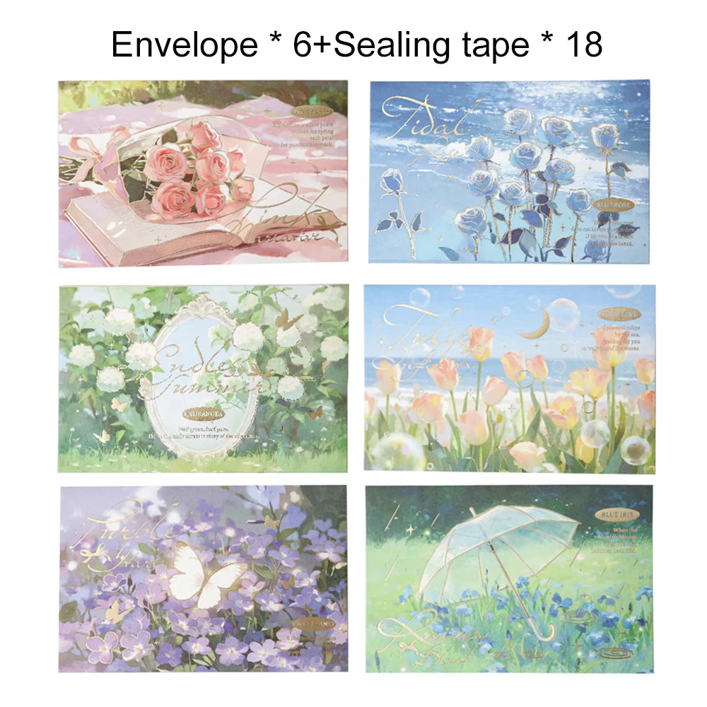 Romantic Scenery Stamping Envelope Poetry Petals Travel Commemorative