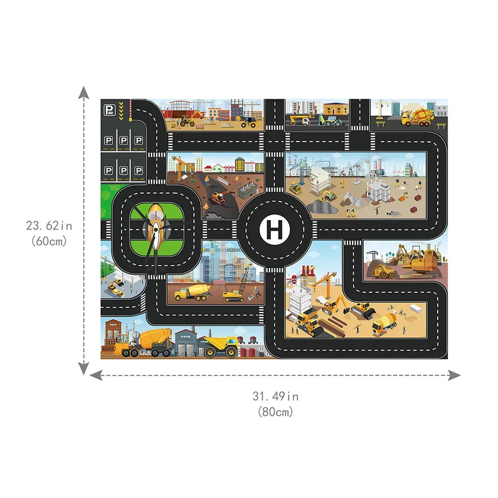 Large City Road Map DIY Scene Signs Car Parking Lot Game Children