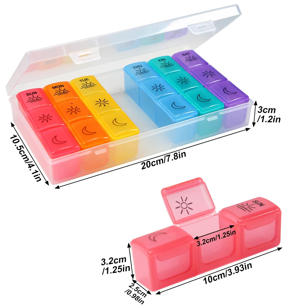 Weekly Pill Organizer,3-Times-A-Day 7 Day Pill Box -Proof Pill Case Medication Reminder Portable Travel Container for Vitamins Peaceful Pleasures Health and Wellness