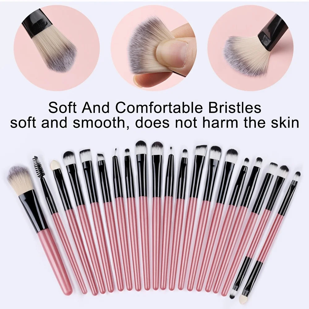 RUNTOIN 20Pc Makeup Brush Set – Soft Eye & Face Brushes Kit