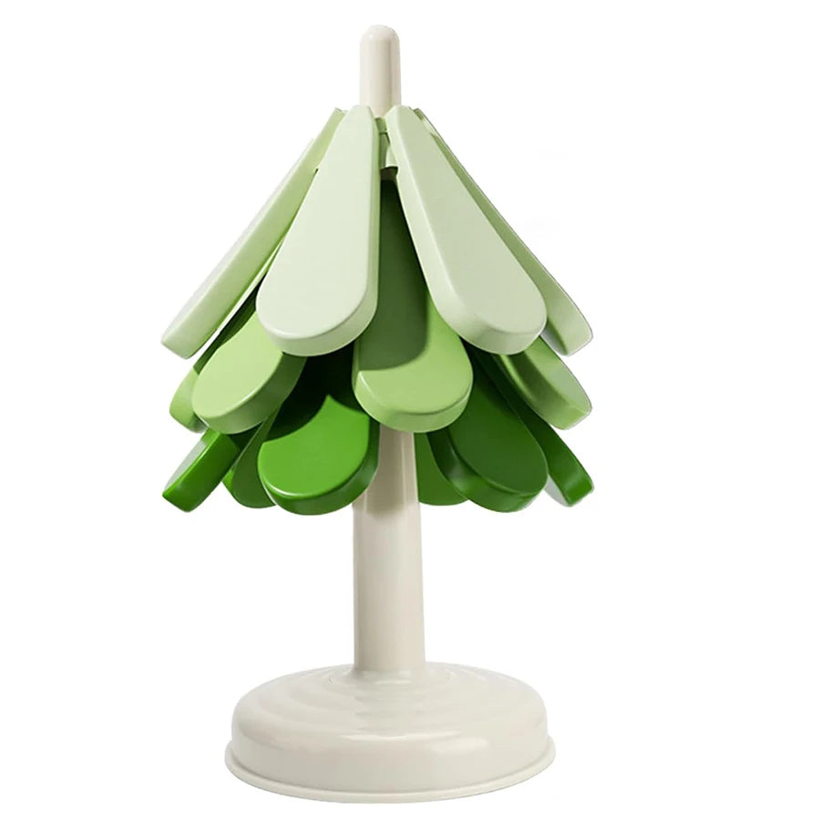 Silicone Trivets for Hot Dishes Office Desk Restaurant Cafe Coaster Decoration Foldable Christmas Tree Shape Table Mat Set of 3