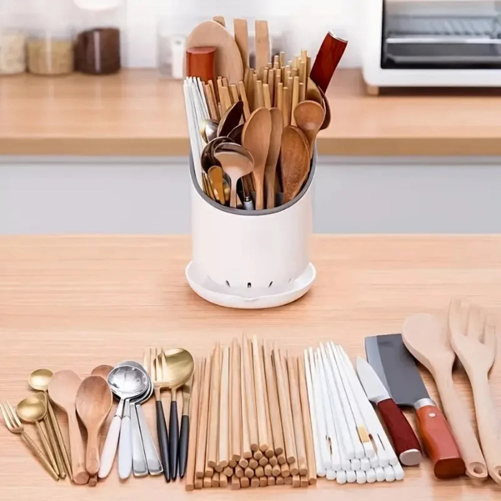 Chopstick Holder with Drain Plate | Kitchen Utensil Organizer