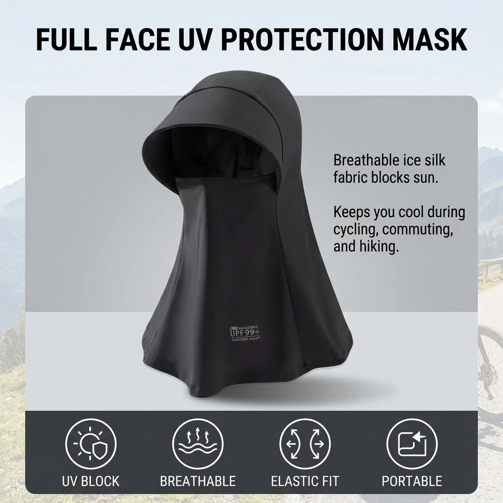 Ice Silk Sun-Protection Mask Full Face-Cover Cap UV-Protection Cycling Headwear Peaceful Pleasures Health and Wellness