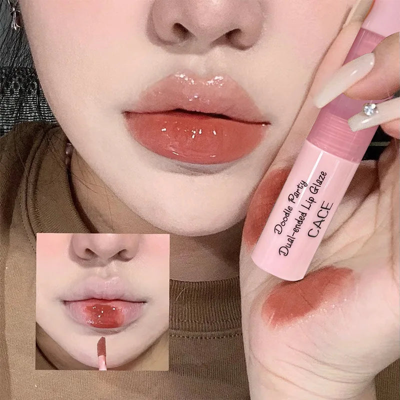 Double-Headed Lip Gloss | Matte Velvet & Mirror Finish, 4 Colors