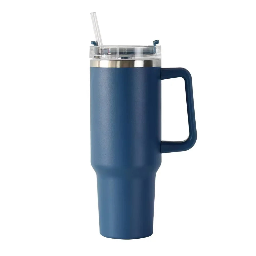 40oz Insulated Stainless Steel Tumbler with Handle & Straw Lid