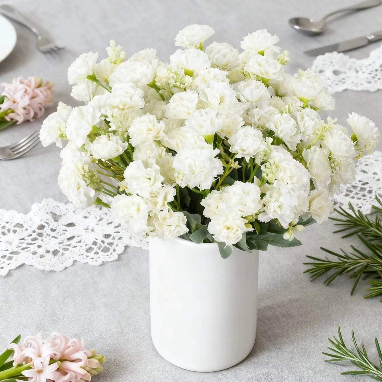 Artificial Silk Carnation Flowers 15-Head Wedding & Home Decor