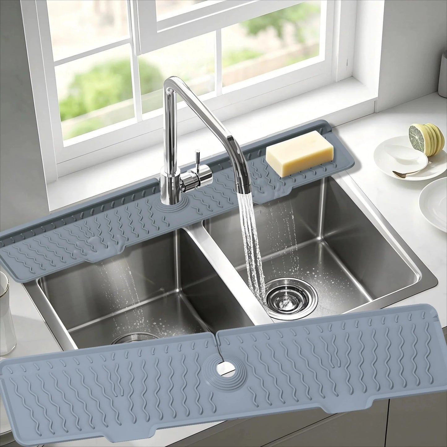 Silicone Kitchen Sink Faucet Mat – Long Splash Guard
