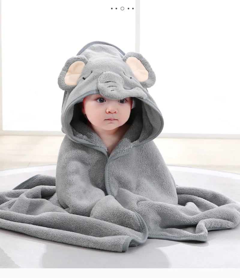 Cartoon Animal Baby Hooded Towel – Soft Newborn Swaddle Wrap